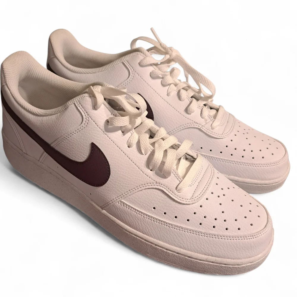 Nike White and Maroon Sneakers Size 13 Court Vision